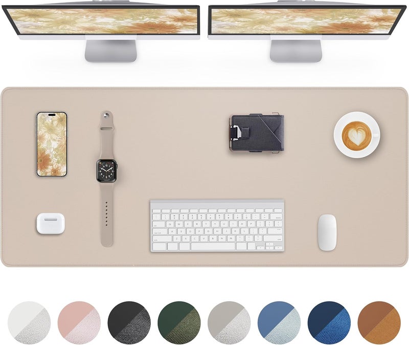 AFIING Extra Large Desk Mat - 63"x 17" Non-Slip Desk Pad for Office and Home - Ideal for Large Mouse Pad and Desk Mats on Top of Desks(Beige) - Image 1